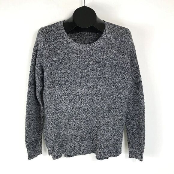 Madewell Landmark Textured Sweater Women's Medium Gray Knit Side Zip Pullover - Picture 1 of 12